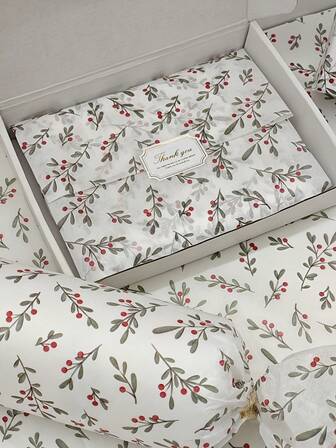 5/10/20/40pcs Thin Paper Sheets With Holly Berry Pattern, Size 20" X 14", Suitable For Gift Wrapping, Wedding, Christmas, Birthday Gifts, Bouquet Wrapping, Gift Bag Filler, Party Favor Decoration