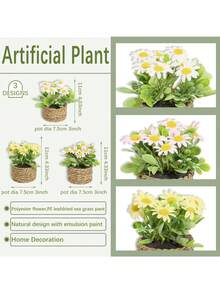 1/2/3 chậu cây giả hình hoa cúc La Mã bằng mây, cỏ giả, cỏ biển, 3 loại cây giả hình dạng khác nhau, trang trí nhà cửa, vật trang trí sân vườn, cây xanh, quà tặng ngày Valentine, trang trí lễ Phục Sinh, trang trí bàn làm việc, mùa cưới, điểm nhấn nhà cửa. - Nhiều màu-F - Xem 4