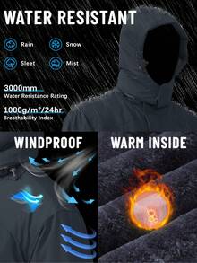 NASBING 男士冬季滑雪服 防水防风 滑雪板保暖连帽冬装 4口袋派克大衣 徒步露营登山滑雪