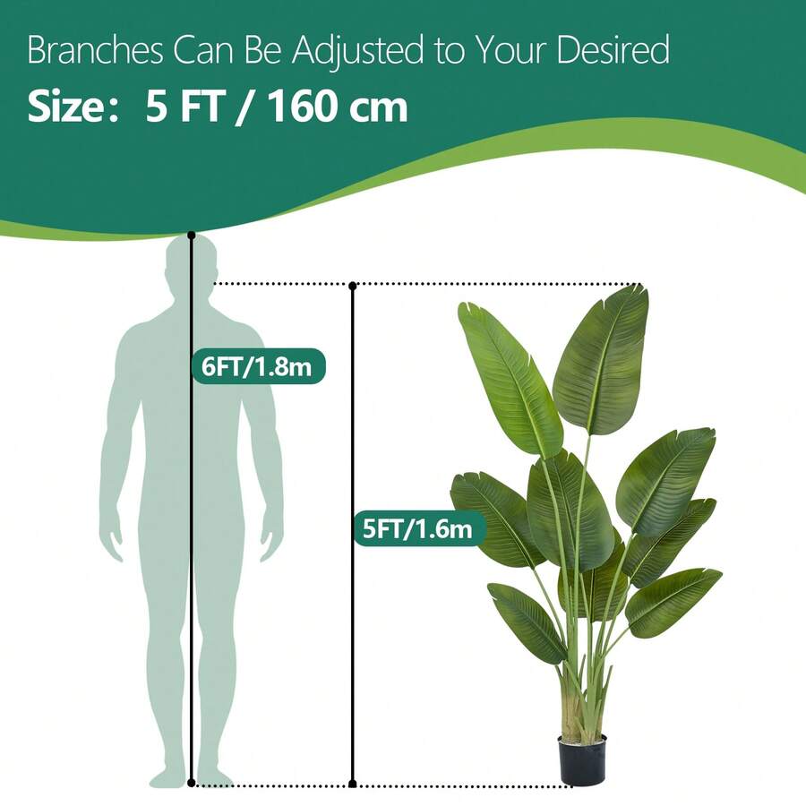 5FT Bird Of Paradise Artificial Plant Decor - Faux Plant Indoor Tall Fake Tree Artificial For Home Living Room Bedroom Office Live Streams Corner Decor Modern Greenery Artificial Tree