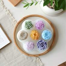 1pc 7-Cavity Silicone Succulent Flower Mold, Handmade Candle, Plaster, Bonsai Decor, Easy Demold And Reusable - White - View 4