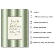 1 Stück ungerahmtes/gerahmtes Wandkunstposter mit Bibelvers "Preist Gott", Leinwanddruck mit grünem Streifen, christliche Kunst für Wohnung, Wohnzimmer, Schlafzimmer, moderne Heimdekoration
