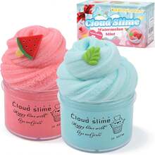 2 Pack Cloud Slime Kit With Red Watermelon And Mint Charms, Scented Slime Supplies Girls And Boys, Stress Relief Toy Kids Education, Party Favor, And Birthday,Birthday,Party Gifts,Squeeze Toy - Gói 3 cái - 3 - Xem 1