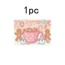 1 set/1 pieza/4 piezas/6 piezas/100 piezas Manteles individuales con estampado de hombres de jengibre y muñecos de nieve, adecuados para decoración del hogar, regalos de cumpleaños, regalos de festivales, decoraciones de cocina y fiestas, se pueden dar como regalos de Navidad