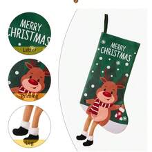 1 pièce - Décoration de fête de Noël Père Noël Bonhomme de neige Renne Petites chaussettes vintage Ornements à suspendre pour sapin de Noël Bas de Noël Sacs cadeaux Sacs à bonbons Fournitures pour célébration des fêtes, Décorations de Noël Décoration de chambre hivernale