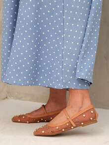 ANGELA GALVÃO Autumn Winter Slipper Shoes Transparent Mesh With Golden Embellishments Elegant Comfortable - 臉紅 - 查看 2