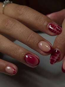 Bộ 24 miếng dán móng tay hình bầu dục màu đỏ tía in họa tiết da báo, kiểu Pháp, màu hồng nhạt, phong cách ngọt ngào và thanh lịch kiểu Âu & Mỹ, bao gồm 1 gel dán và 1 dũa móng, phù hợp cho phụ nữ và bé gái sử dụng hàng ngày, khi đi du lịch và dự tiệc. - Nhiều màu - Xem 3
