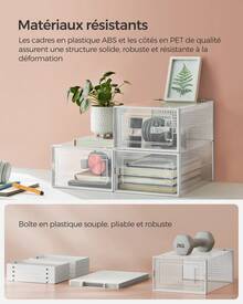 SONGMICS Boîtes à chaussures, Lot de 18, Rangement chaussures, pliable, pour pointure jusqu'à 46, Transparent et Blanc - Gris - Voir 4