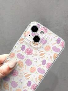 1 pieza Funda de teléfono suave y transparente de TPU con patrón de calabaza colorida de Halloween, adecuada para iPhone 11 12 XR 13 13 Pro 13 Pro Max 14 14 Pro 14 Pro Max 15 15 Pro 15 Plus 15 Pro Max 16 16 Pro 16 Plus 16 Pro Max