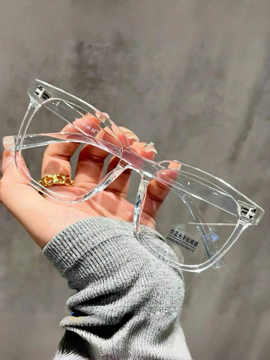 1/3pcs Unisex Square Large Frame Daily Versatile College Style Flat Lens Glasses, Modify Face Shape - Multicolor - View 1