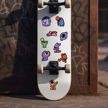 50pcs Cartoon Neon Astronaut Stickers Funny Space Aesthetic Stickers Pack Planet Stickers Scrapbook Stickers Journal Stickers Bulk Stickers Vinyl Waterproof Stickers For Water Bottle,Computer,Laptop,Phone,Luggage,Notebook,Fridge - Multicolor - View 8