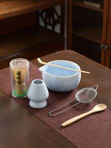 1 Set/4-6 Pcs Japanese Minimalist Ceramic Tea Set, Includes Matcha Whisk, Tea Bowl, Tea Spoon, Traditional Matcha Tea Ceremony Utensils, Home/Tea Room Tea Making Tools, Elegant Tea Art Gift