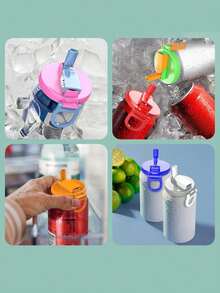 1/2pcs Silicone Straw Lids, Reusable Beverage Can Covers, Ideal For Soda, Canned Drinks, Juices, Food Storage, Parties, Holidays, Travel, Camping, Back To School - Multicolor - View 7