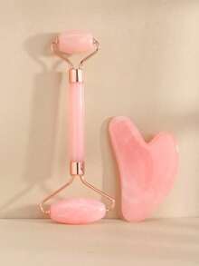 3-In-1 Facial Beauty Tool Set – Face Roller, Massage Stick, Ice Gel Pack, Pink Meridian Cupping Tools For Face & Body - Hồng - Xem 3