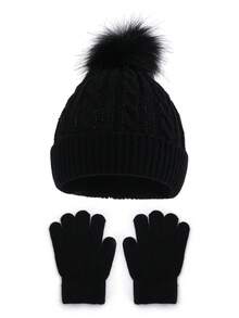 1 Set (1 Hat + 1 Pair Gloves) Kids Knitted Beanie Hat And Gloves Set, Autumn/Winter - 1PC - View 8