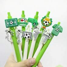 1pc/5pcs/10pcs Set Creative Football Themed Ballpoint Pens, Playful & Cute Green & White Football Design, Office Stationery Writing Pens [Ballpoint Pen, Quick-Drying Pen, Gel Pen], School Supplies, Cute Signature Pens, Suitable For Girls And Students, Classroom Rewards, Back To School Gifts - Multicolor - View 2