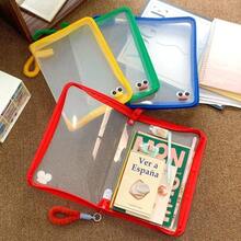 Bolsa con cremallera tamaño A4 de PP transparente con asa, organizador a prueba de polvo, carpeta de almacenamiento