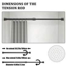 FEPK 1 pieza Barra de tensión multifuncional sin taladro, barra de cortina ajustable, fácil instalación, apta para cortinas, cortinas de ducha, cortinas de puerta, barras de almacenamiento de cocina, armarios de zapatos, barras de soporte de armario - Accesorios de baño Accesorios de baño Herramientas de baño - Multicolor - Ver 15