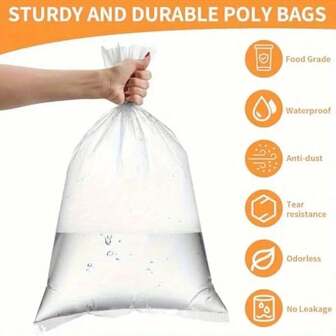 100pcs Double-Sided 10 Micron Clear PE Plastic Bags - Dust-Proof, Waterproof Food Storage Bags, Transparent Flat Mouth Design For Easy Visibility, Protective Packaging | Smooth Surface Bags, Reusable Food Storage Bags