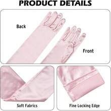 22 Inch Long Satin Gloves For Women, Stretchy 1920s Vintage Opera Gloves, Elegant Tea Party & Bridal - 粉色 - 查看 4