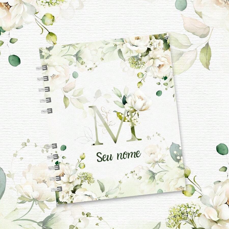 Personalized A5 Floral Notebook With Initial And Name - M - View 1