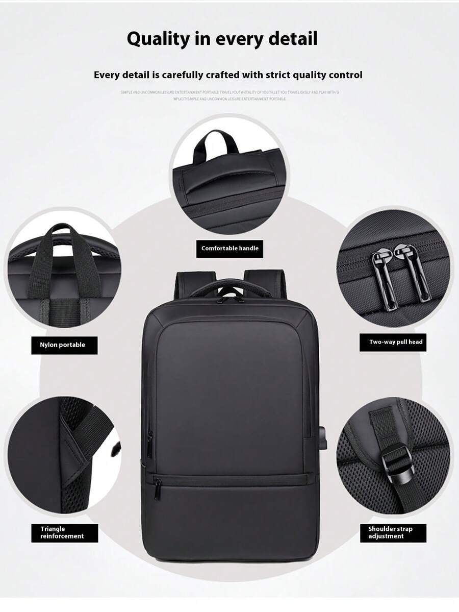 Men's Multifunctional Large Capacity Backpack, Leather-Coated Student Bag, Travel Bag, Business Commuter Nylon Backpack Large Capacity Bag Travel Bags