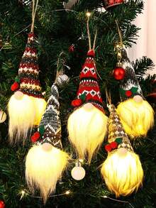 1pc Christmas Light Pendant Glowing Dwarf Doll Holiday Table Centerpieces Xmas Gnome Decoration Adorable Doll Pendant Elder Small Hanger Acrylic Household