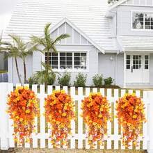 2pcs-Rayon Morning Glory With Eucalyptus Leaves, UV Resistant Realistic Hanging Flowers, Artificial Fake Flower Plants For Outdoor Spring And Summer Decoration, Artificial Hanging Flowers For Weddings, Homes, Offices, Gardens, Birthdays, Anniversaries, Festivals, Graduation Decorations, Thanksgiving Decorations, Halloween Decorations, Autumn Decorations, Harvest Festival Decorations, Room Decorations, Bedroom Decorations