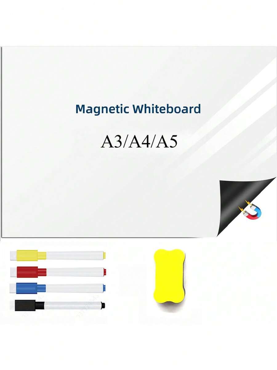 Magnetic Dry Erase White Board, Wall Mounted White Board For Organizers And Planners, Kitchen Fridge Shopping List With Marker Pen, Magnetic Eraser And Magnetic Pen (Rectangular)