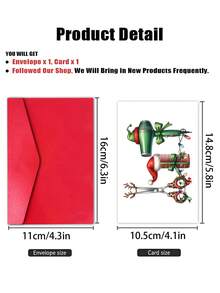 1pc Christmas Thank You Card For Hairstylist - Professional Appreciation Gift With Envelope, Holiday Greeting Card For Hairdresser, Barber Or Stylist - Multicolor - View 5