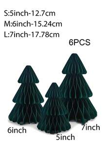 4/6pcs Decorative Folding Paper Christmas Trees, 5inch/6inch/7inch Honeycomb Paper Tabletop Ornaments For Christmas Party, Birthday Party, New Year And Other Occasions