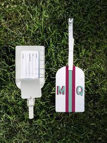 1pc Personalized Shadow Monogram Luggage Tag, Custom Name Initial Travel Bag Tag, Personalized Suitcase Tag For Women Men, Custom Leather Luggage Identifier With Name Or Logo, Bachelorette Party Favor, Bridesmaid Gift, Wedding Party Gift, Graduation Gift, Honeymoon Travel Accessory, Business Trip Bag Tag, - Multicolor - View 7