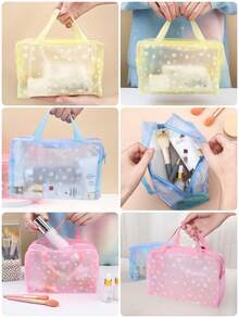 10pcs/5pcs/1pc Side Mesh Bag Floral Design Cosmetics Storage Bag Semi-Transparent Toiletry Bag Floral Travel Toiletry Bag Portable Shower Supplies Storage Bag - Multicolor - View 5