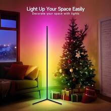 RGB Corner Floor Lamp, RGB Color Changing Led Floor Lamp For Living Room APP And Remote Modern Light Bar With Music Sync And 16 Million Colors Dimmable Ambient Lighting For Bedroom - Multicolor - View 6
