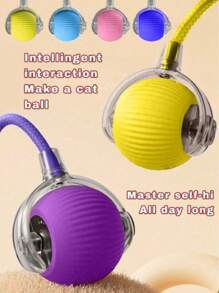 1 Piece USB Rechargeable Interactive Toy Ball For Cats, Auto Electric Rolling Ball As Birthday Gift For Dogs/Cats, Auto Smart Chewable Toy With Tail, Unicolor Smart Ball Tied To Harness, Interactive Cat Ball Toy, Indoor Cat Toy