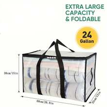 1pc Transparent Storage Bag, Clothes Handbag For Moving, Reinforced Handle Bedding & Clothes Storage Bag, Heavy Duty Storage Tote Bag For Clothes, Moving Supplies