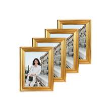 1pc/4pcs Luxury Gold Photo Frames, 3D Edge Design, 3.5x5", 4x6", 5x7", 6x8", 8x10" Options, Decor For Living Room, Bedroom, Office, Wedding, Anniversary, Christmas, Pet Memorial, Comes With Random Photo Paper (For Reference Only)