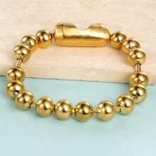 1 Peça Pulseira de Contas de Aço Inoxidável para Homens e Mulheres, Cor Dourado/Prata, Contas Metálicas de 8mm, Corrente Feminina