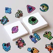50pcs Cartoon Neon Astronaut Stickers Funny Space Aesthetic Stickers Pack Planet Stickers Scrapbook Stickers Journal Stickers Bulk Stickers Vinyl Waterproof Stickers For Water Bottle,Computer,Laptop,Phone,Luggage,Notebook,Fridge - Multicolor - View 4