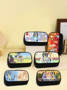 Bluey حافظة أقلام/كرتون بلوي/محمولة/أنيقة/مدمجة/جامعية/ملونة/فتاة/طالبة/عادية/ديكور حفلة/هدية