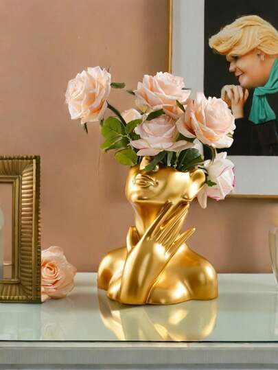 Symbolic Sculpture Vase Ceramic Like Resin Blessing Flower Holder Home Altar/Wedding Crème Wit Moderne Art Centerpiece Artificial Flowers Such As Sunflowers Reed Bunches. Halloween/ /Easter/ /Mother's Day Of Hope) Room Glass view 6