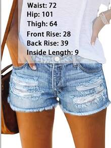 Distressed Ripped Loose Denim Shorts, Summer Casual Holiday Vibes - Medium Wash - View 1