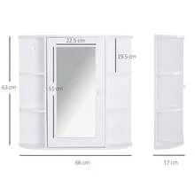 HOMCOM Wall Mounted Bathroom Cabinet With Mirror Single Door Storage Organizer 2-Tier Inner Shelves White - White - View 2