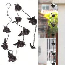 Black Bird Rain Chain - Decorative Water Drainage Ditch With Hooks, Suitable For Garden, Park, And Home Roof Sewers, Durable Plastic, Easy To Install, Features 8 Bird Shapes, Outdoor Drainage Ditch | Decorative Rain Chain | Durable Plastic, Bird Shaped Decoration