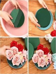 1/3pcs Green Floral Foam Round Florist Foam Brick Dry Floral Foam Blocks Fresh Flowers Foam Mud DIY Flower Arrangements Supplies For Wedding And Festival Party Decor