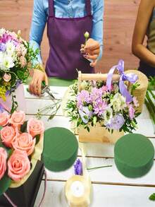1/3pcs Green Round Floral Foam Bricks, Dry Flower Foam Blocks, Fresh Flower Foam For DIY Flower Arranging, Suitable For Wedding And Holiday Party Decoration - Green 21cm - View 3