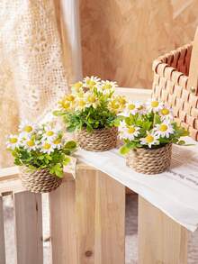 1/2/3 chậu cây giả hình hoa cúc La Mã bằng mây, cỏ giả, cỏ biển, 3 loại cây giả hình dạng khác nhau, trang trí nhà cửa, vật trang trí sân vườn, cây xanh, quà tặng ngày Valentine, trang trí lễ Phục Sinh, trang trí bàn làm việc, mùa cưới, điểm nhấn nhà cửa. - Nhiều màu-F - Xem 5