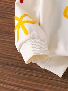 2 件套女婴休闲运动风格刺绣蝴蝶长袖上衣和裤子套装，春秋 - 杏色 - 查看 5