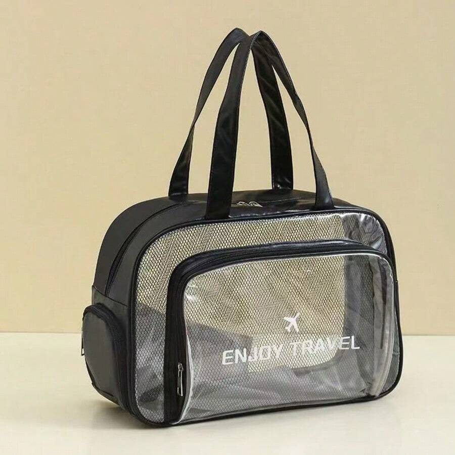 Clear PVC Waterproof Swimming Bag - Travel Handbag And Shoulder Bag - Negro - Ver 1