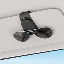 Car Sunglasses Bracket, Magnetic Leather Glasses Hook Clip, Suitable For Car Sun Visor, Sunglasses Bracket And Bill Card Clip Car Sun Visor Accessories, 1 Piece - màu đen - Xem 5